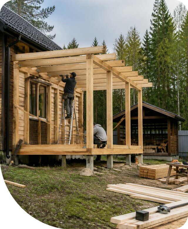 Строительство пристроек и построек на участке в Сосновоборске