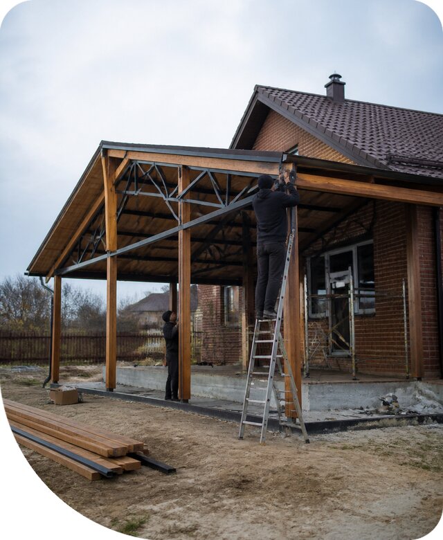 Пристройка навеса к дому и участку в Сосновоборске под ключ